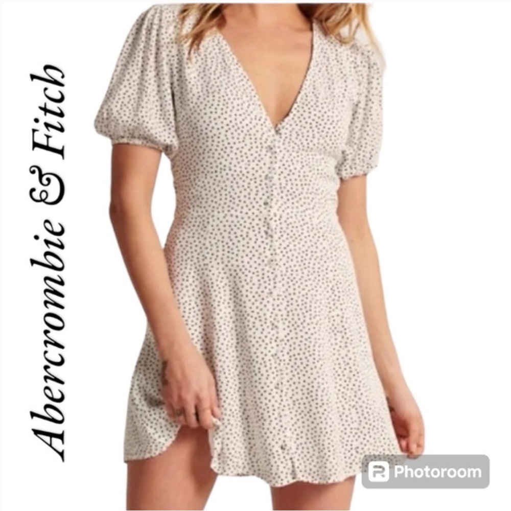 Abercrombie & Fitch White Mini Dress with Black Dots